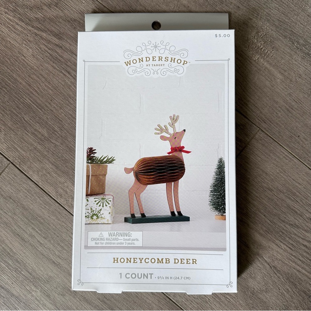 Wondershop Festive Honeycomb Deer - Brown and Red